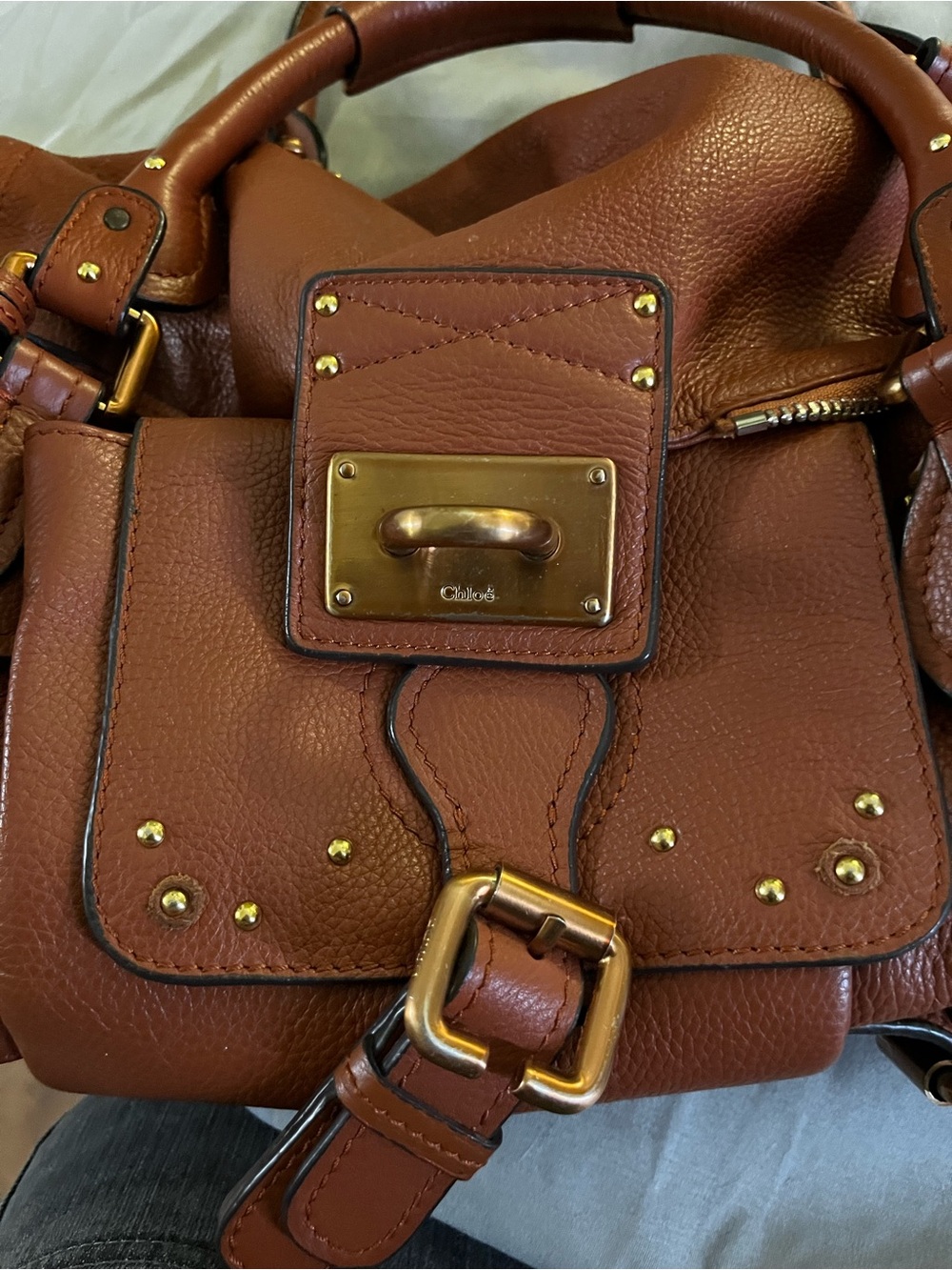 Chloe purses Teal and Brown Leather Shoulder Bag Set with Gold Hardware - Picture 9 of 12